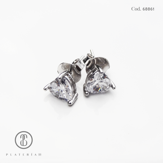 ARETE RODINADO CORAZON ZIRCON PLATA.925