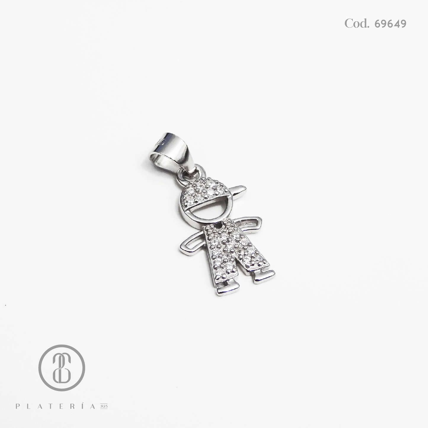 DIJE RODINADO NIÑO PLATA.925