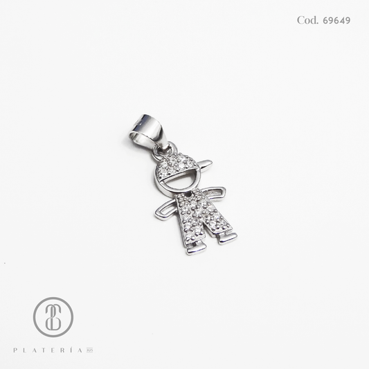 DIJE RODINADO NIÑO PLATA.925