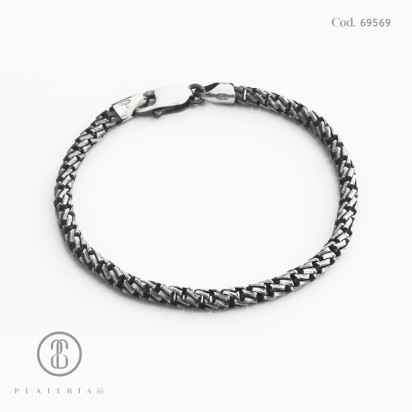 PULSERA OXIDADO 21CM PLATA.925