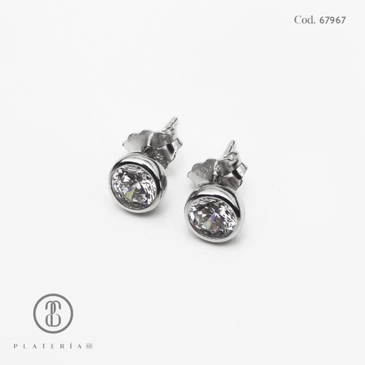ARETE CHISPA BISELADA 6MM PLATA.925