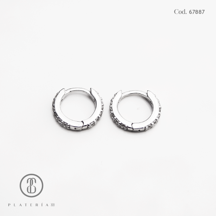 HUGGIE RODINADO 10MM PLATA.925