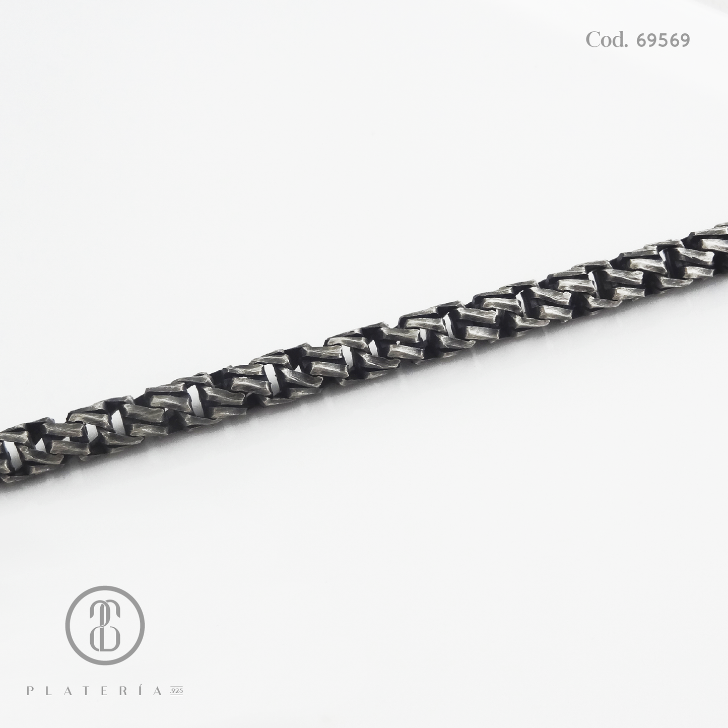 PULSERA OXIDADO 21CM PLATA.925