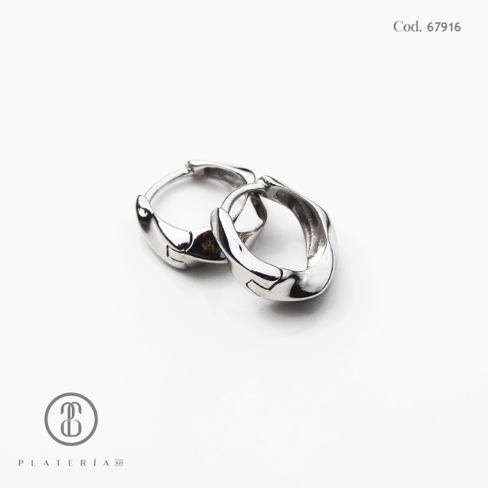HUGGIE RODINADO 10MM PLATA.925
