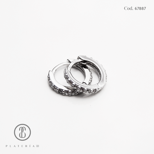 HUGGIE RODINADO 10MM PLATA.925