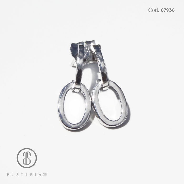 ARETE RODINADO OVALO PLATA.925