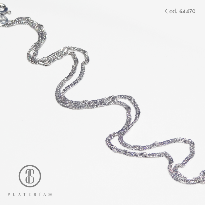 CADENA RODINADA 45CM PLATA.925