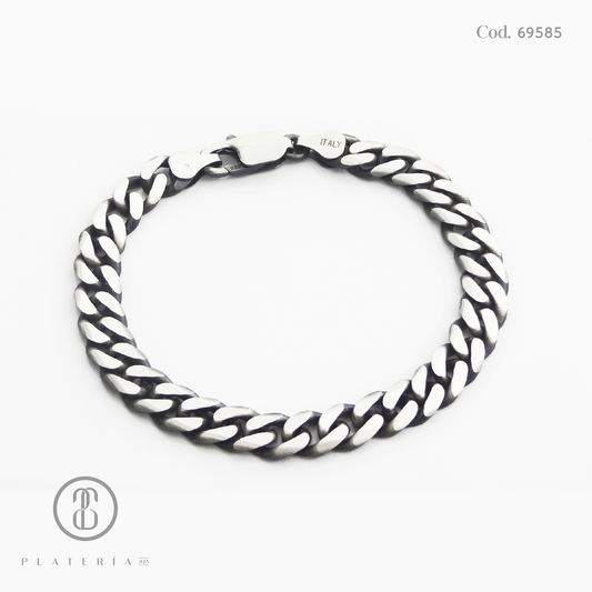 PULSERA MARTILLADA 21CM OXIDADA PLATA.925
