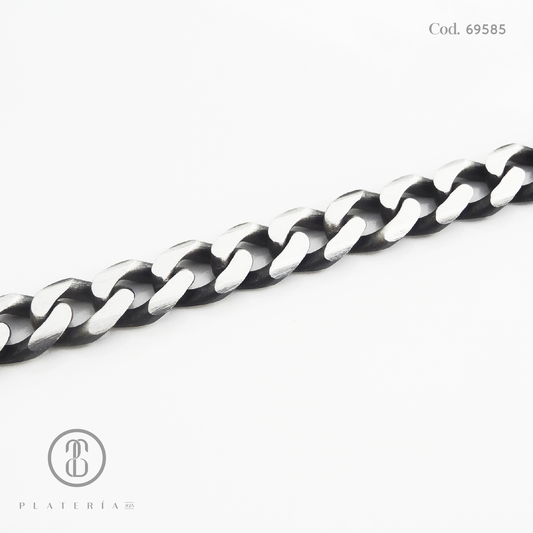 PULSERA MARTILLADA 21CM OXIDADA PLATA.925
