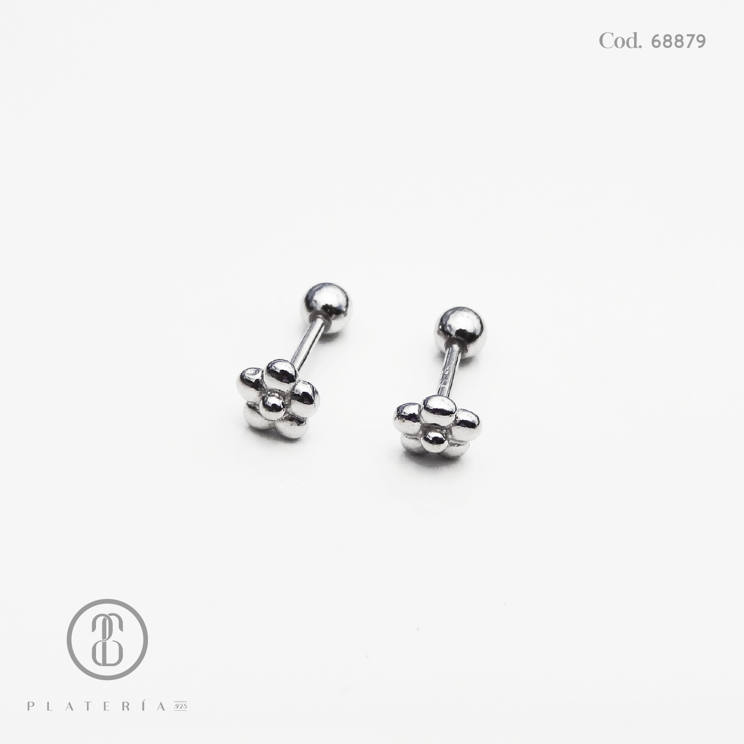ARETE RODINADO CIERRE BOLITA CIRCULO ZIRCON PLATA.925