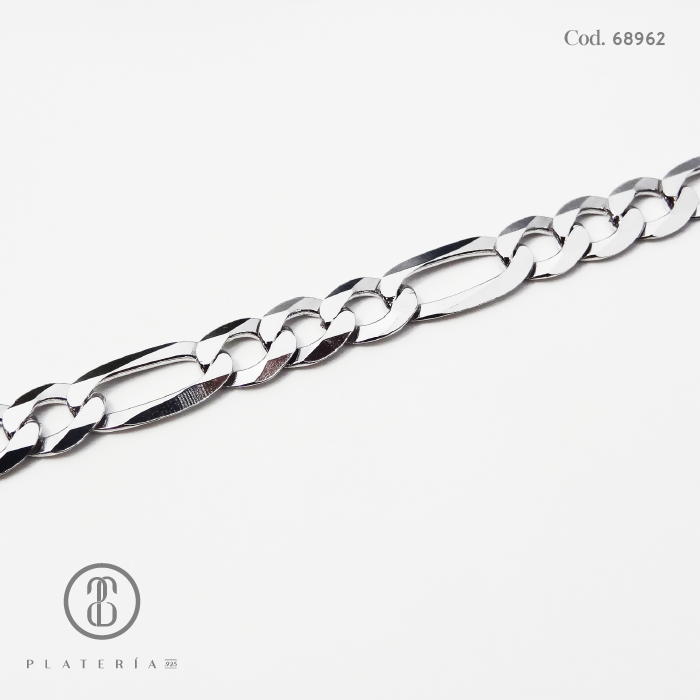 PULSERA FIGARO RODINADA 20CM PLATA.925