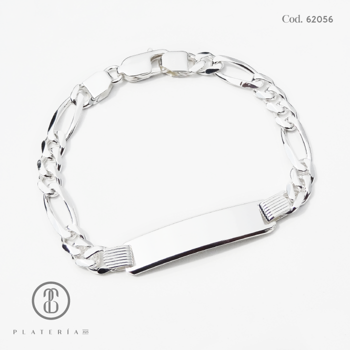 PULSERA CON PLACA 19CM PLATA.925