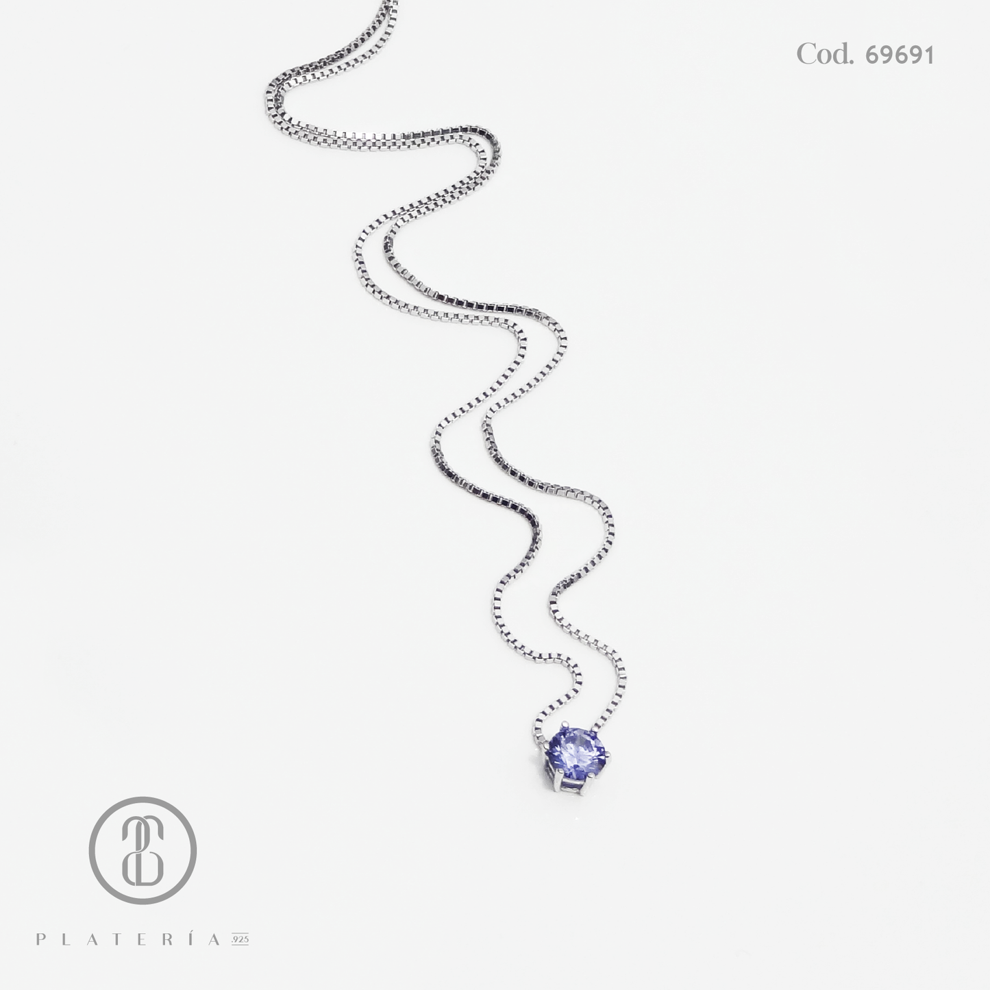 GARGANTILLA RODINADA TANZANITE 5MM PLATA.925