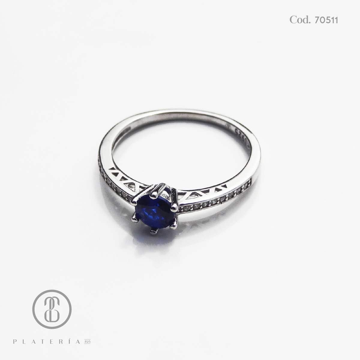 ANILLO RODINADO COMPROMISO ZIRCON AZUL PROMESA PLATA.925