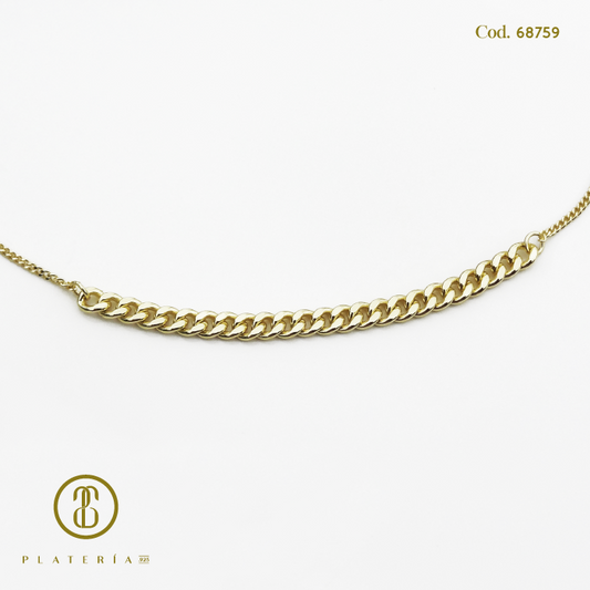 GARGANTILLA DORADA BAÑO 14K MARTILLADA PLATA.925