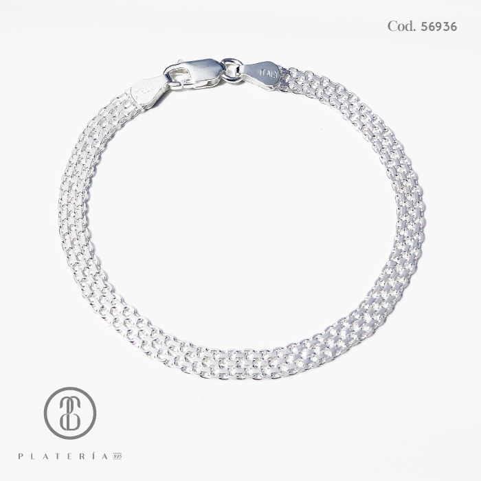 PULSERA BISMARK 19CM PLATA.925