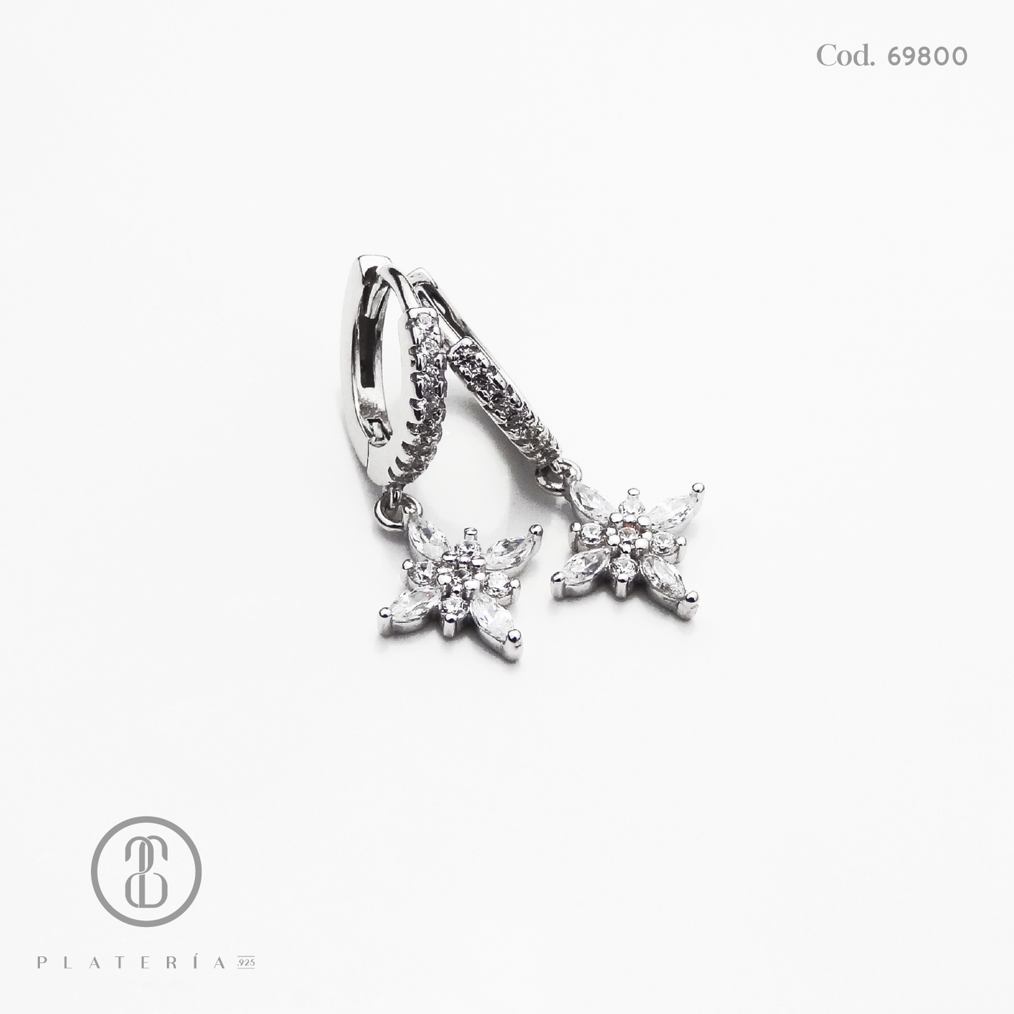HUGGIE RODINADO DIJE DESTELLO ZIRCON PLATA.925