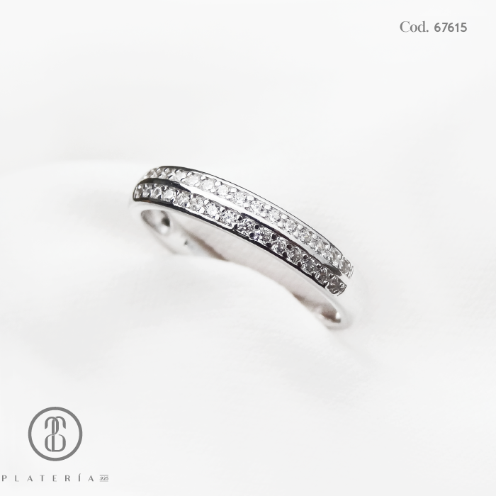 ANILLO RODINADO MAT CINTILLO PAVE PLATA.925