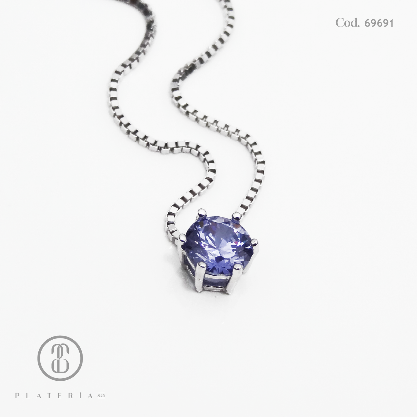 GARGANTILLA RODINADA TANZANITE 5MM PLATA.925