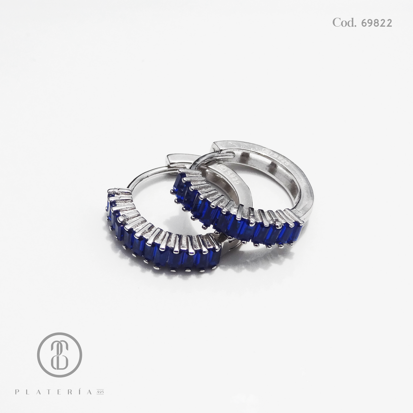HUGGIE RODINADO BAGUETTE AZUL PLATA.925