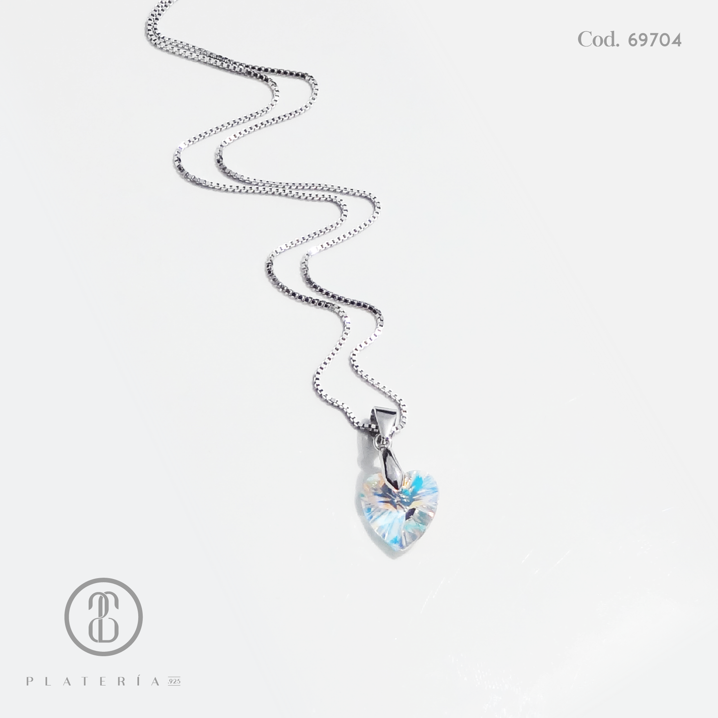 GARGANTILLA RODINADO CORAZON CRISTAL SWAROVSKI PLATA.925