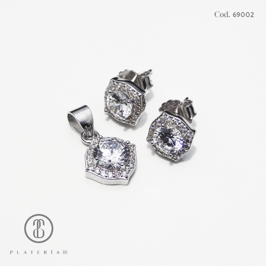 JUEGO RODINADO ZIRCON PLATA.925
