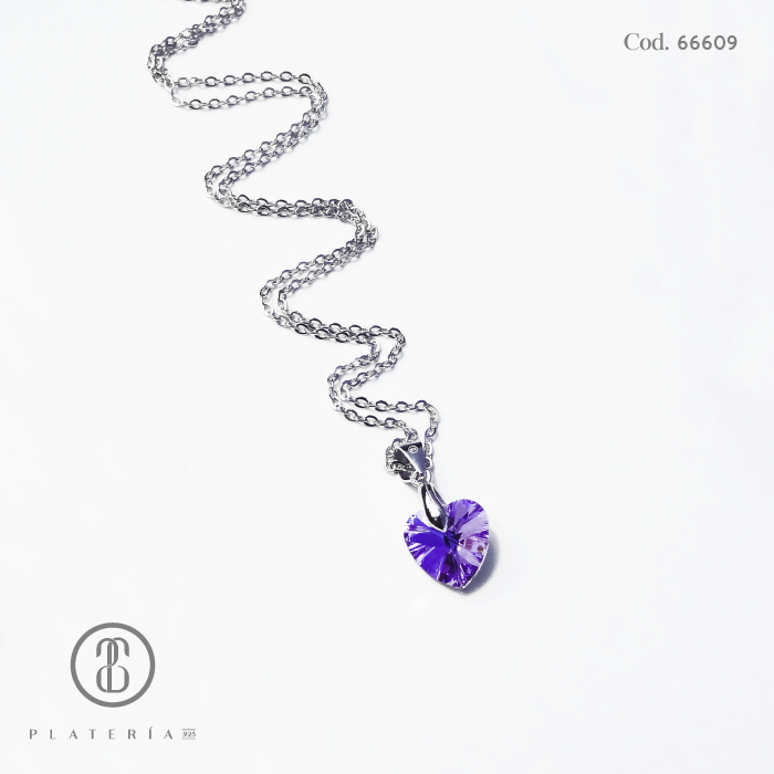 GARGANTILLA RODINADA CORAZON SWAROSVKI PLATA.925