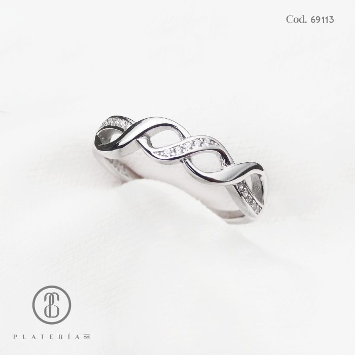 ANILLO RODINADO INFINITOS PLATA.925