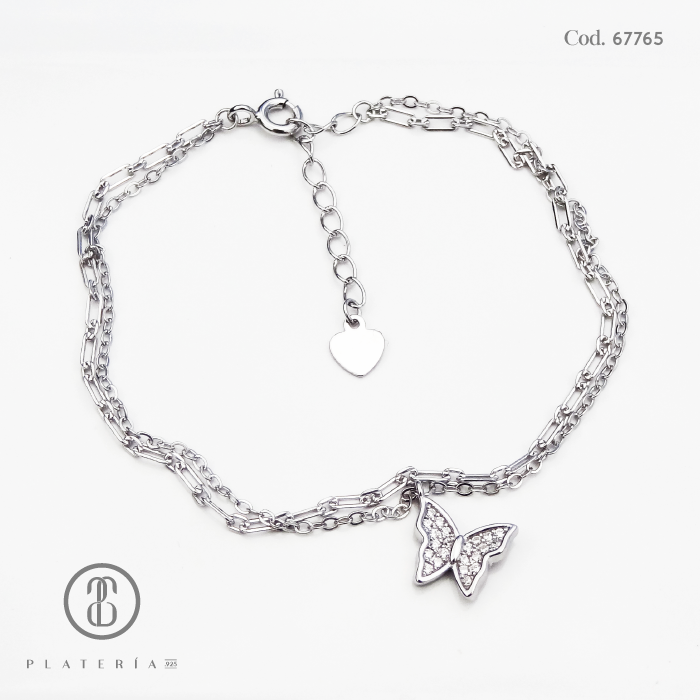 PULSERA RODINADO MARIPOSA PLATA.925