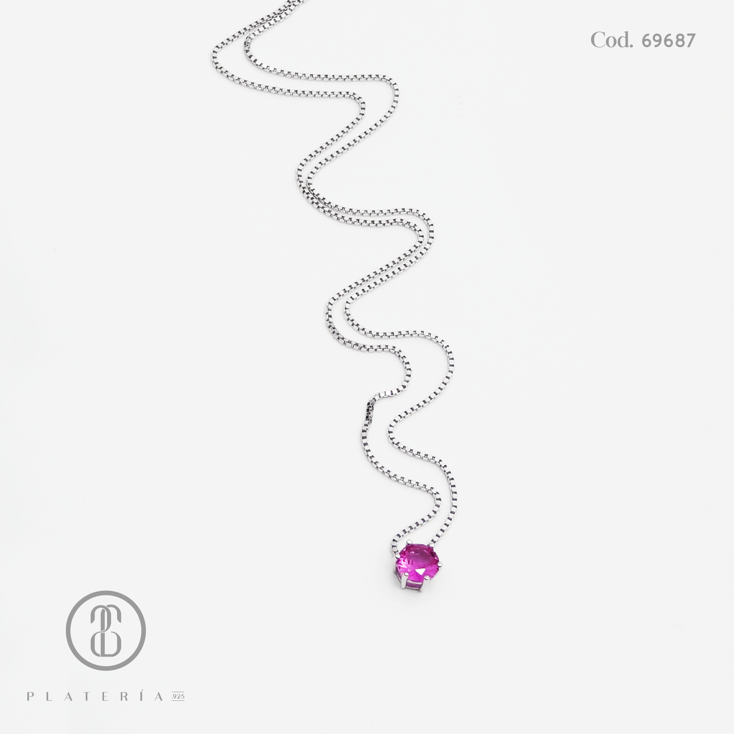 GARGANTILLA RODINADA ZIRCON FUCSIA 5MM PLATA.925