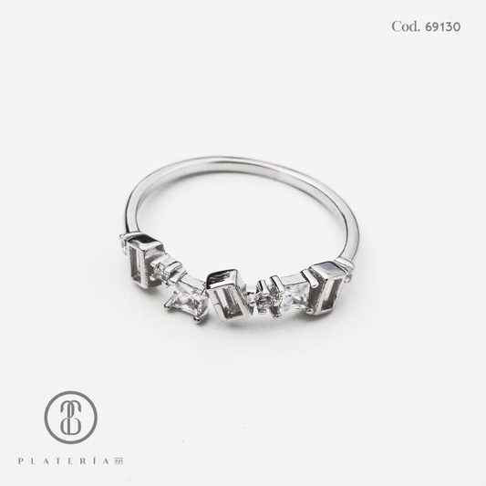 ANILLO RODINADO BAGUETTE PLATA.925