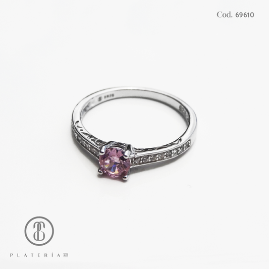 ANILLO RODINADO COMPROMISO ROSA PLATA.925