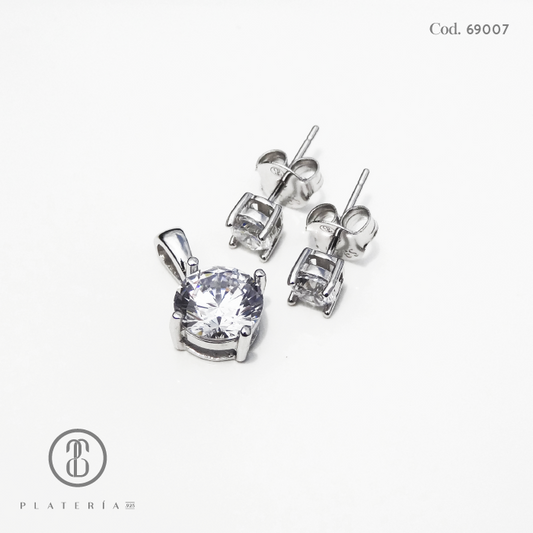 JUEGO RODINADO ZIRCON PLATA.925