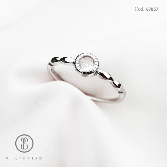ANILLO RODINADO ZIRCON PLATA.925