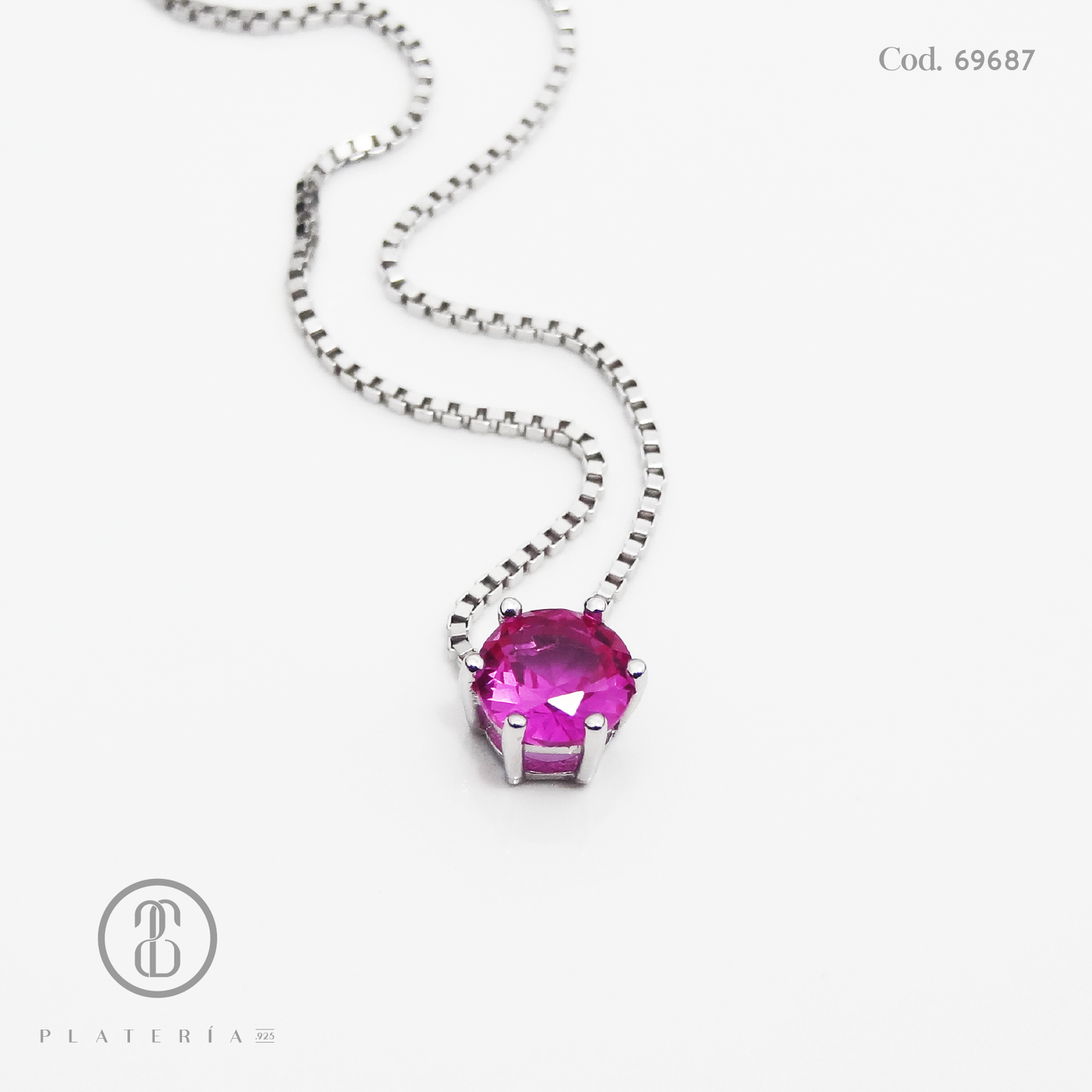 GARGANTILLA RODINADA ZIRCON FUCSIA 5MM PLATA.925