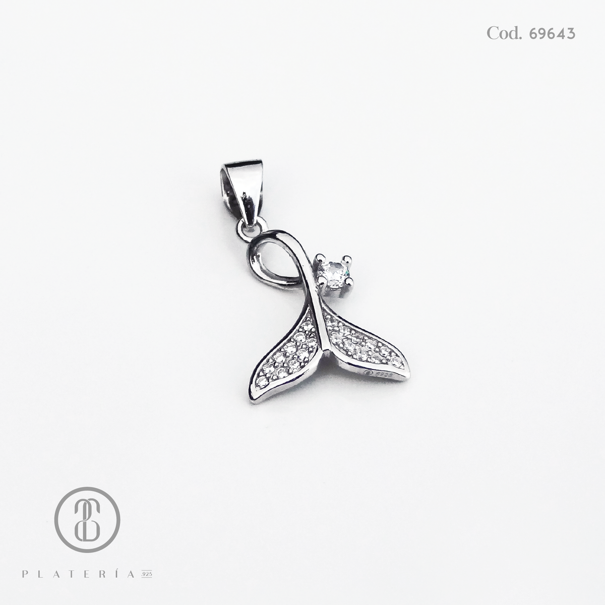 DIJE RODINADO COLITA SIRENA PLATA.925