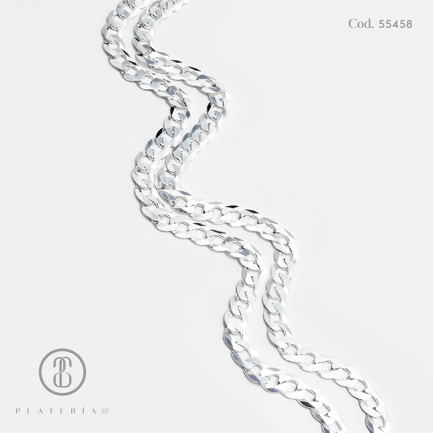 CADENA MARTILLADA 60CM PLATA.925