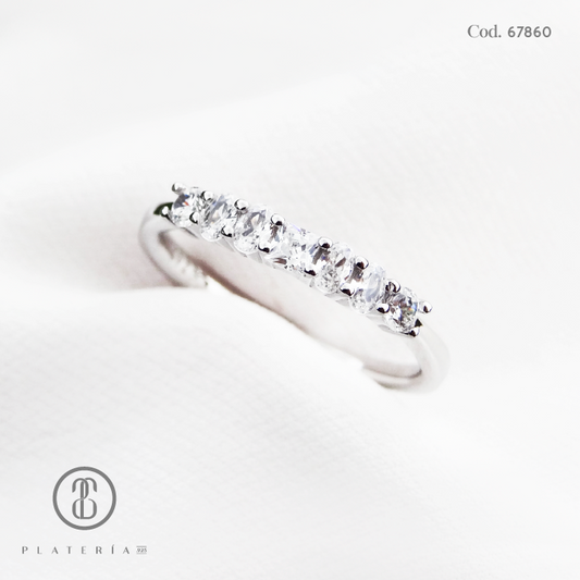ANILLO RODINADO CINTILLO ZIRCONES PLATA.925