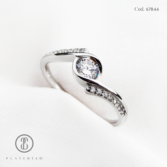 ANILLO RODINADO COMPROMISO PLATA.925