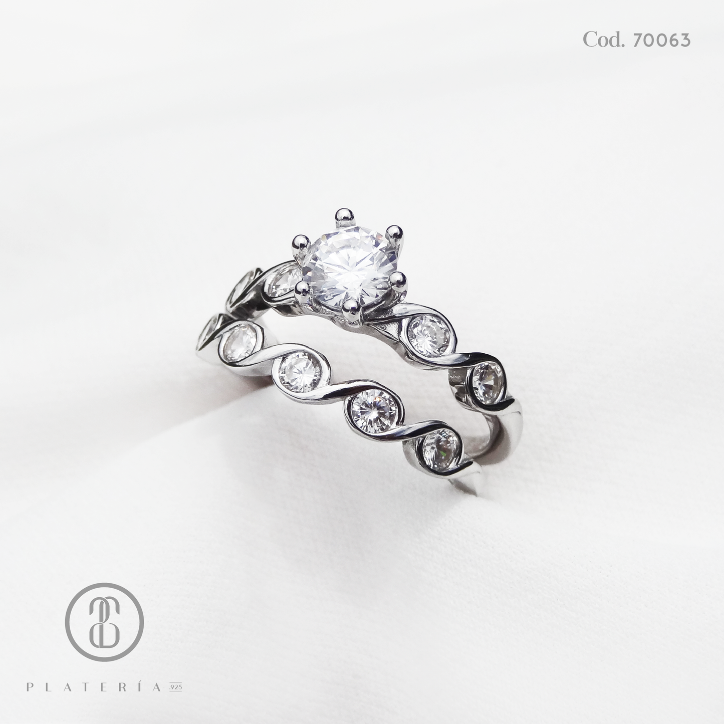 ANILLO RODINADO COMPROMISO DUO PLATA.925