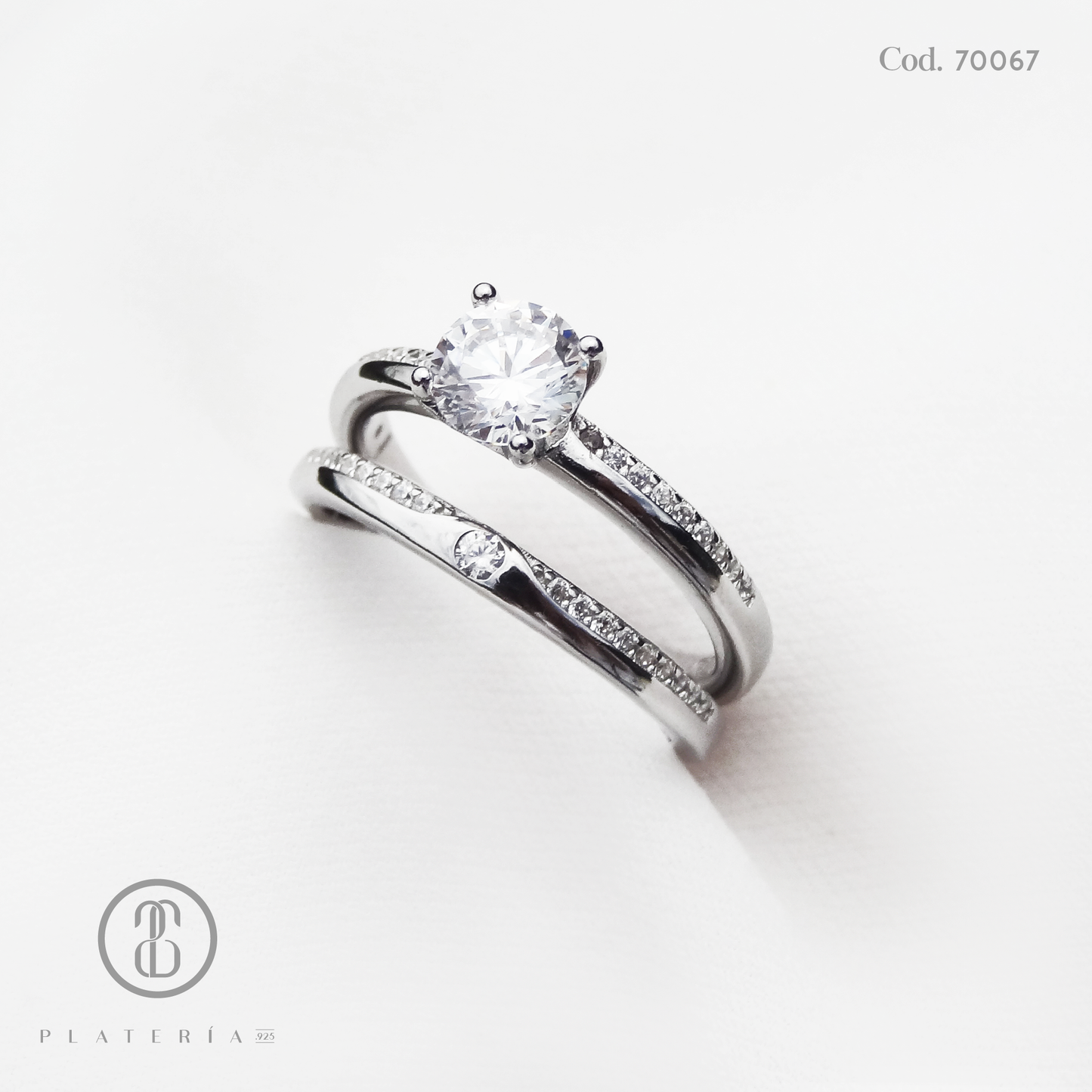 ANILLO RODINADO COMPROMISO DUO ZIRCON PLATA.925