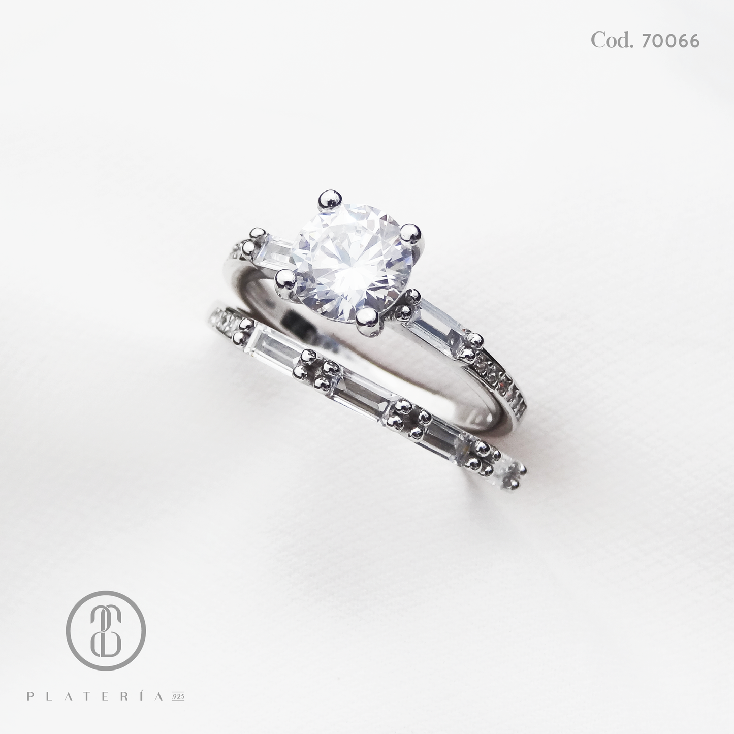 ANILLO RODINADO COMPROMISO DUO ZIRCON PLATA.925