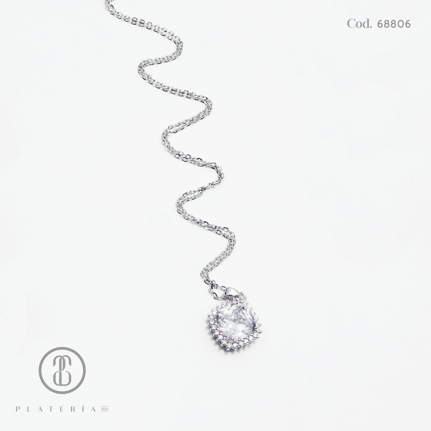 GARGANTILLA RODINADA CUADRITO ZIRCON PLATA.925