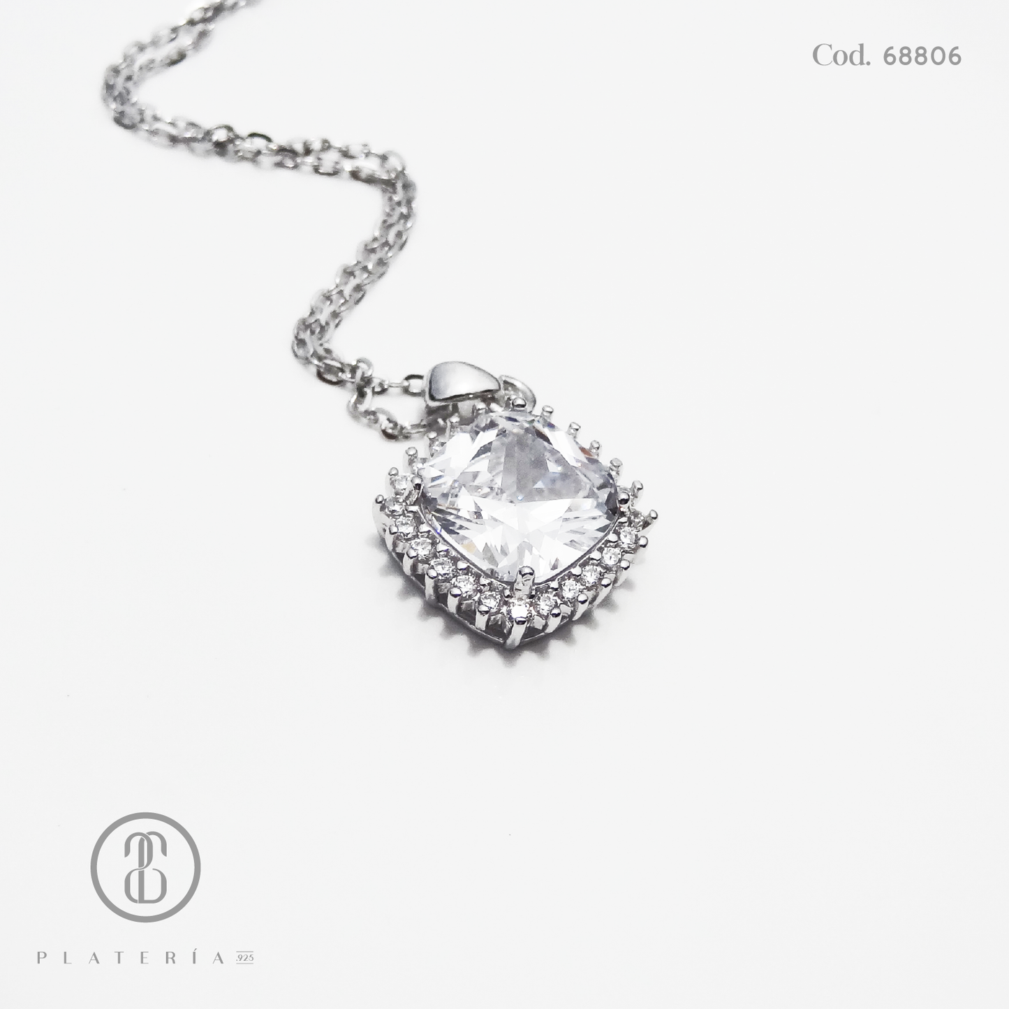 GARGANTILLA RODINADA CUADRITO ZIRCON PLATA.925