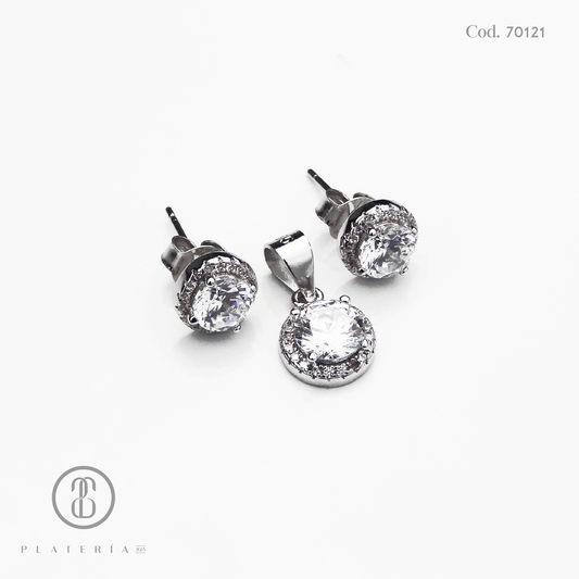 JUEGO RODINADO ZIRCON PLATA.925