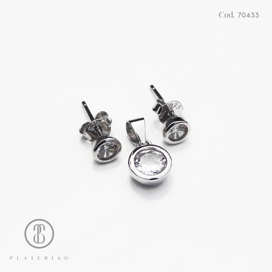 JUEGO RODINADO ZIRCON PLATA.925