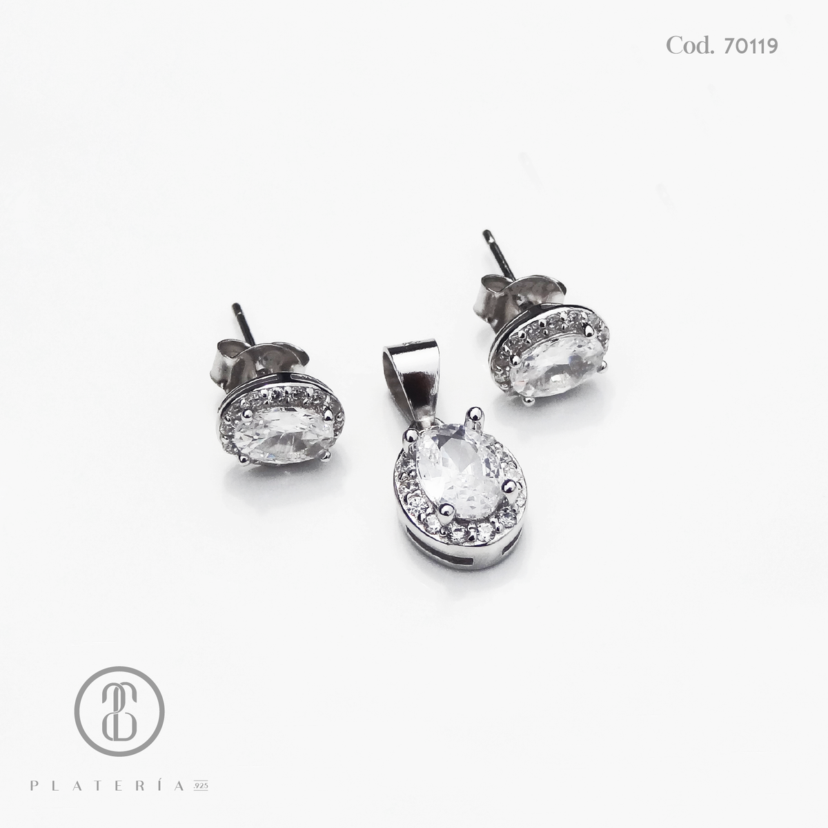 JUEGO RODINADO ZIRCON PLATA.925