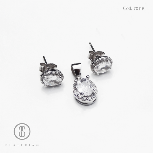 JUEGO RODINADO ZIRCON PLATA.925
