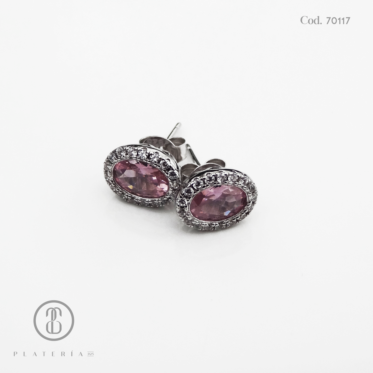 JUEGO RODINADO ZIRCON ROSA PLATA.925