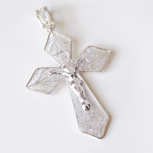 DIJE CRUZ FILIGRANA PLATA.925